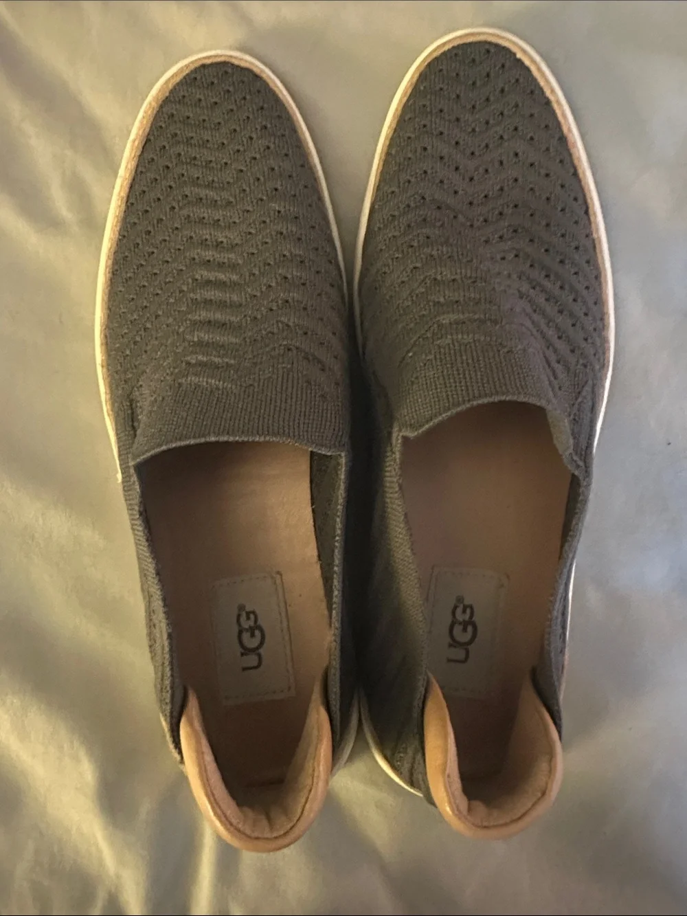UGG Women’s Charcoal Knit Slip-On Sneakers with Tan Trim